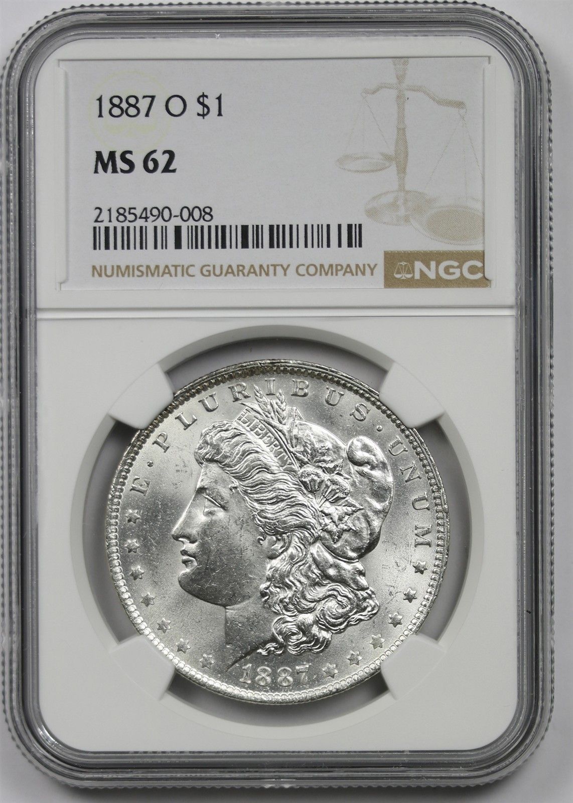 1887-O $1 NGC MS 62 Morgan Silver Dollar
