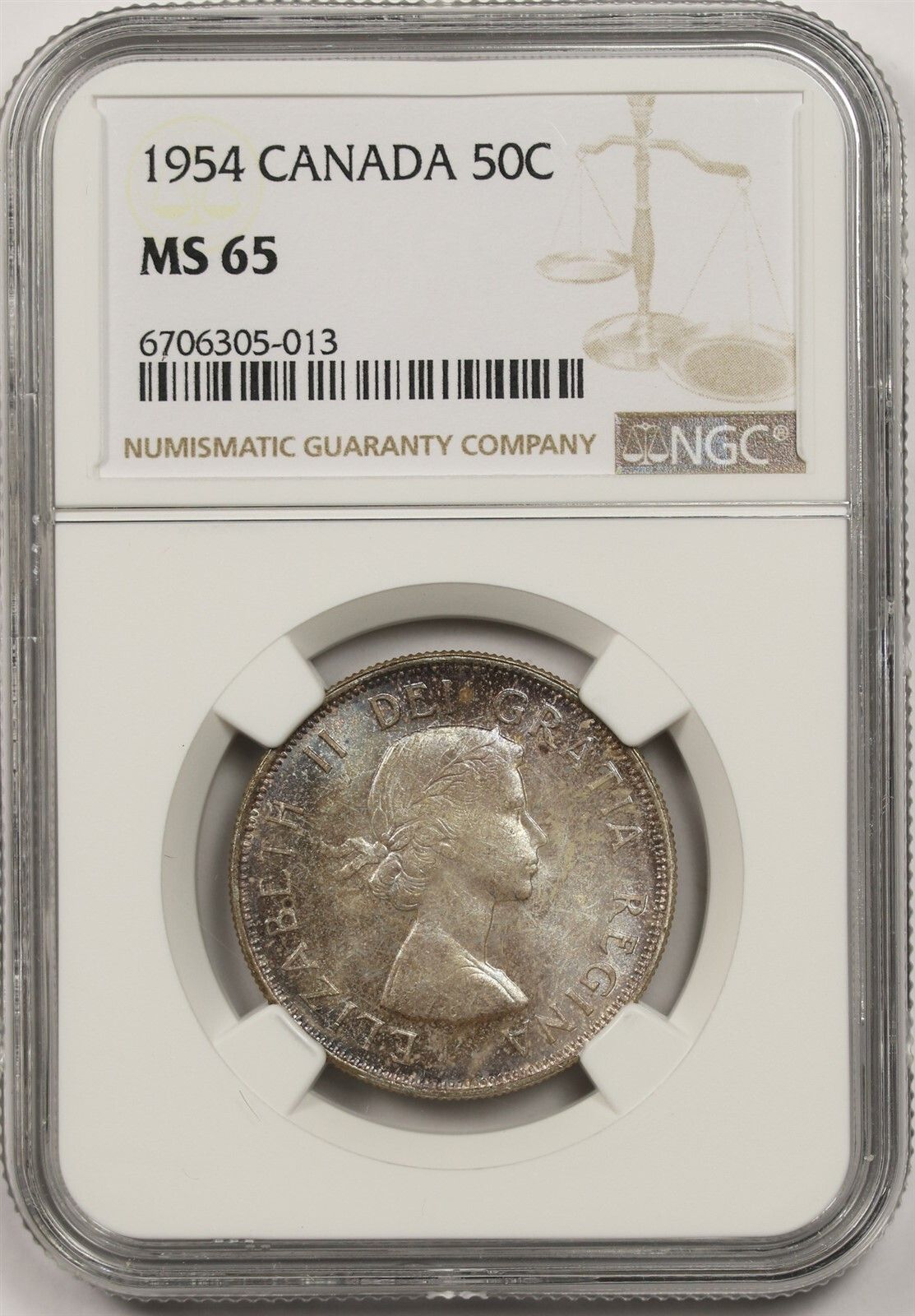 1954 Canada 50C NGC MS 65 (Td) Silver Half Dollar