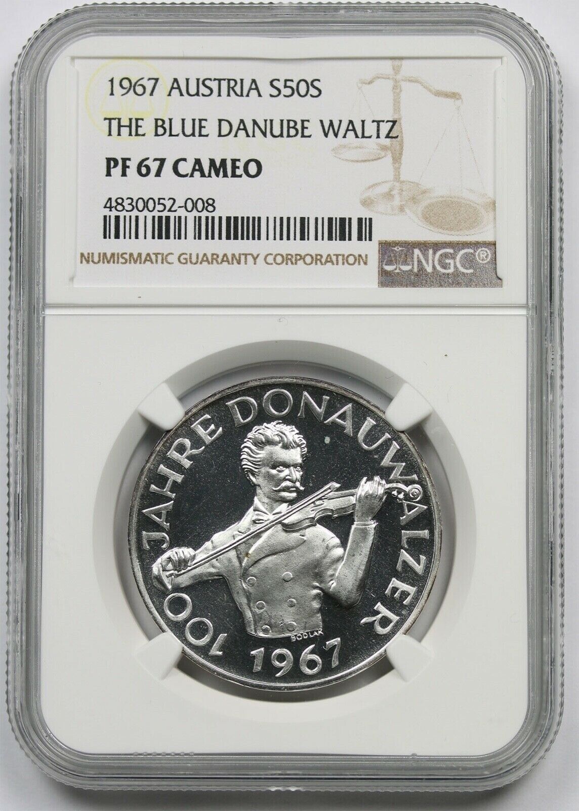 1967 Atria S50S NGC PF 67 Cameo (The Blue Danube Waltz) Silver 50 Schilling