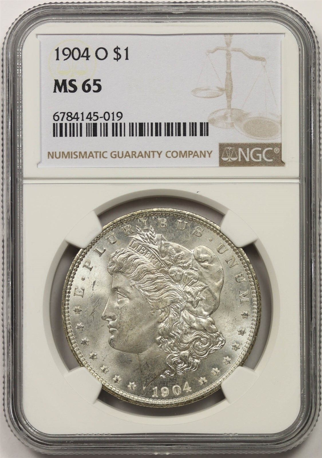 1904-O $1 NGC MS 65 (Reverse Multi Color T) Morgan Silver Dollar