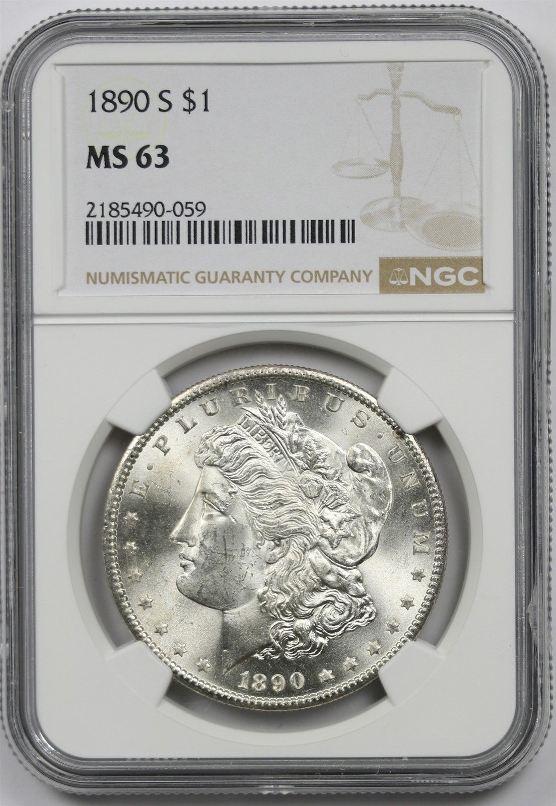 1890-S $1 NGC MS 63 Morgan Silver Dollar