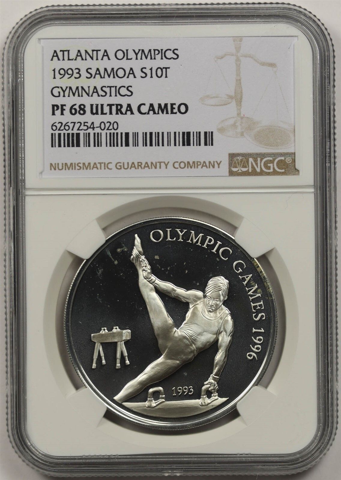1993 Samoa Gymnastics S10T NGC PF 68 Ultra Cameo Silver Tala Atlanta Olympics