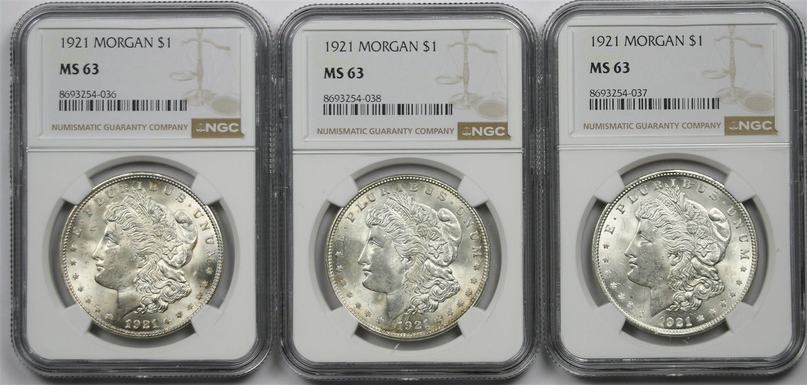 Lot 3 1921 $1 NGC MS 63 Morgan Silver Dollar