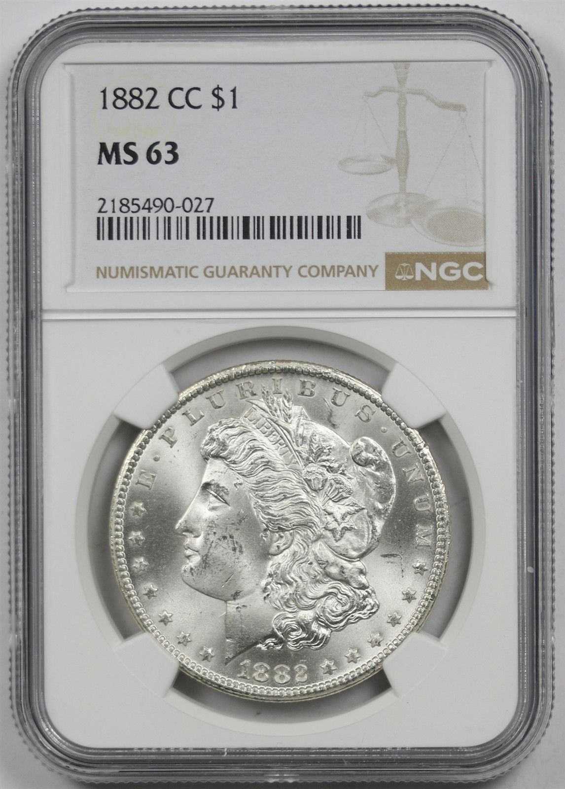 1882-CC $1 NGC MS 63 Morgan Silver Dollar