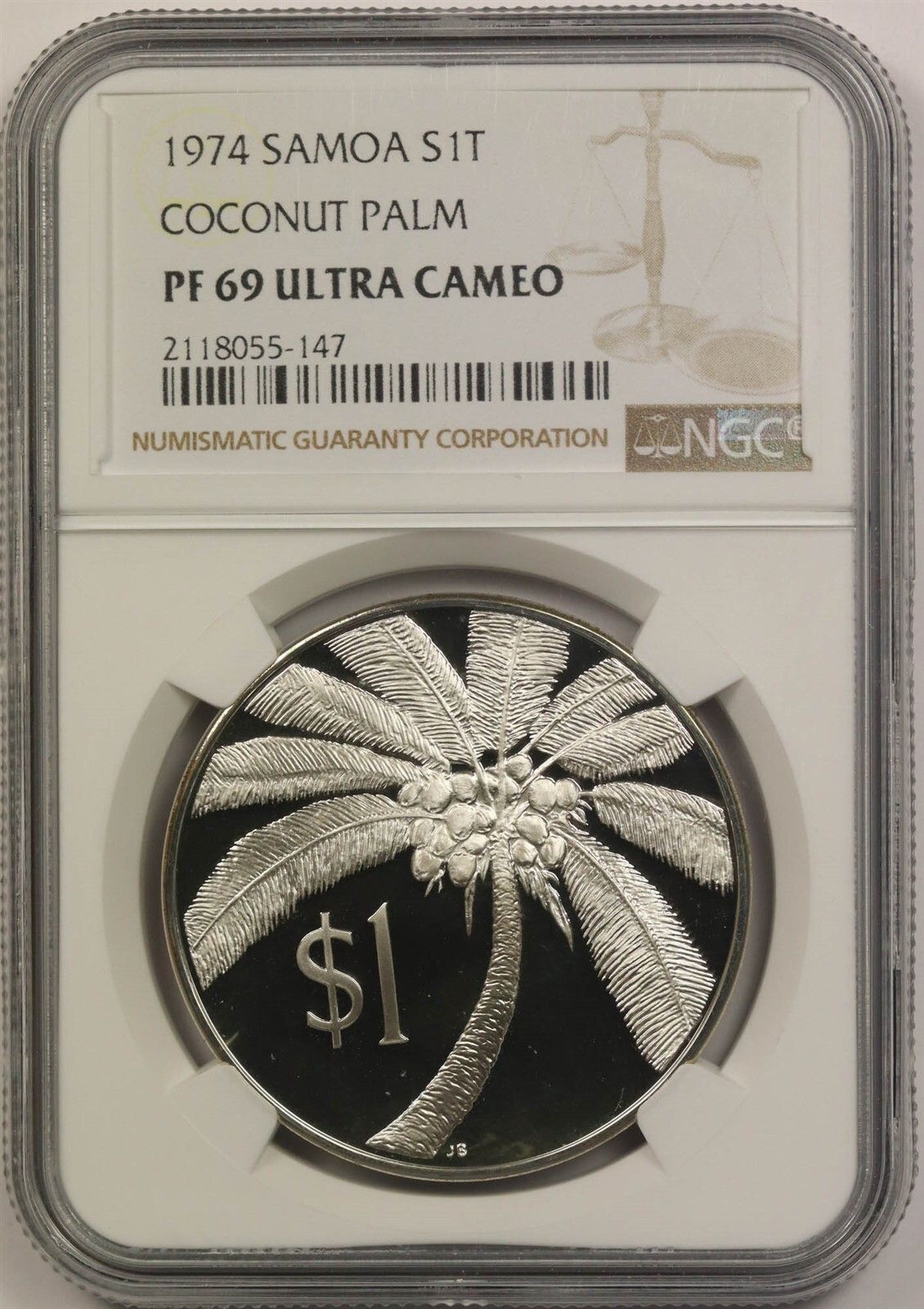 1974 Samoa S1T NGC PF69 Ultra Cameo (Coconut Palm) Silver Tala