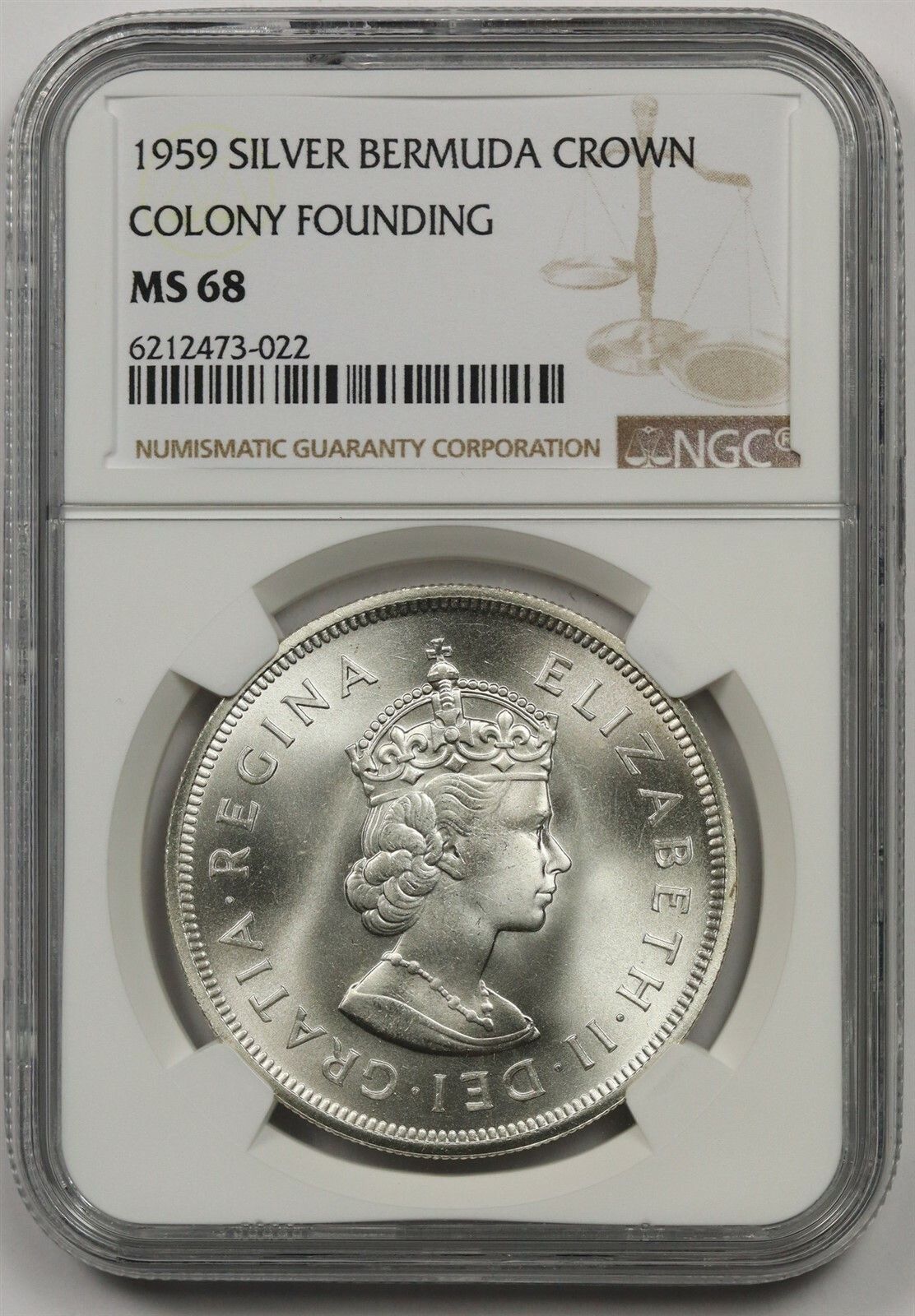 1959 Silver Bermuda Crown NGC MS 68 Colony Founding Pop= 6/3