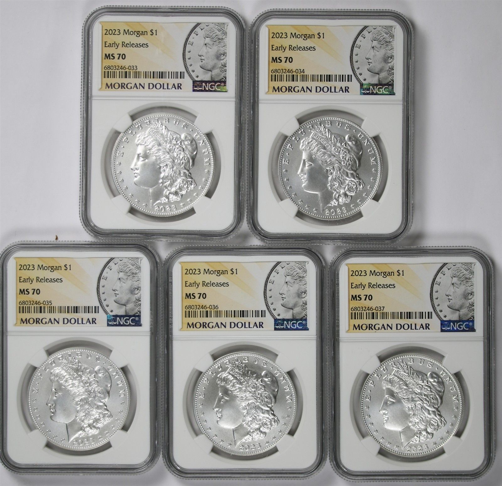 Lot 5 2023 $1 Morgan Silver Dollar NGC MS 70 Early Releases Morgan Label