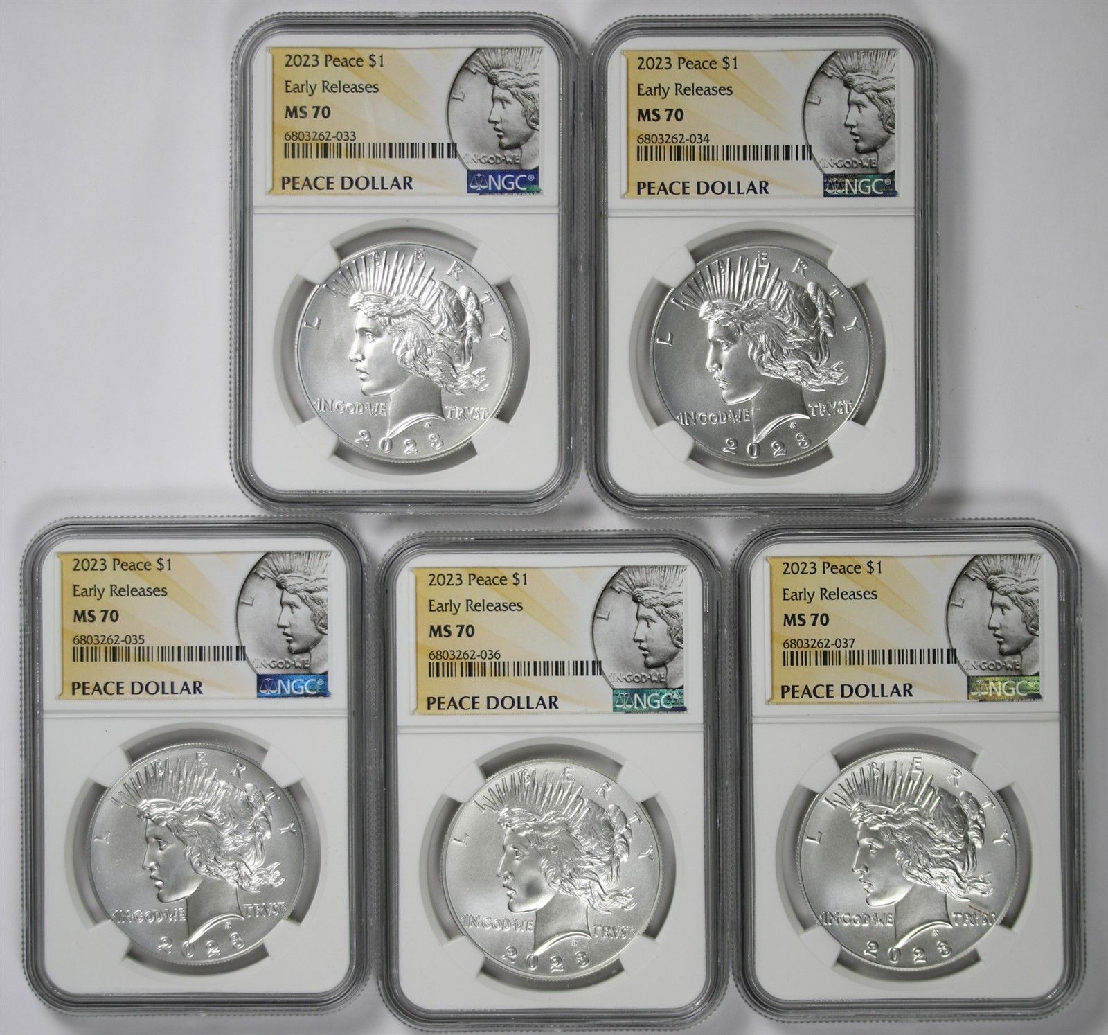 Lot 5 2023 $1 Peace Silver Dollar NGC MS 70 Early Releases Peace Label