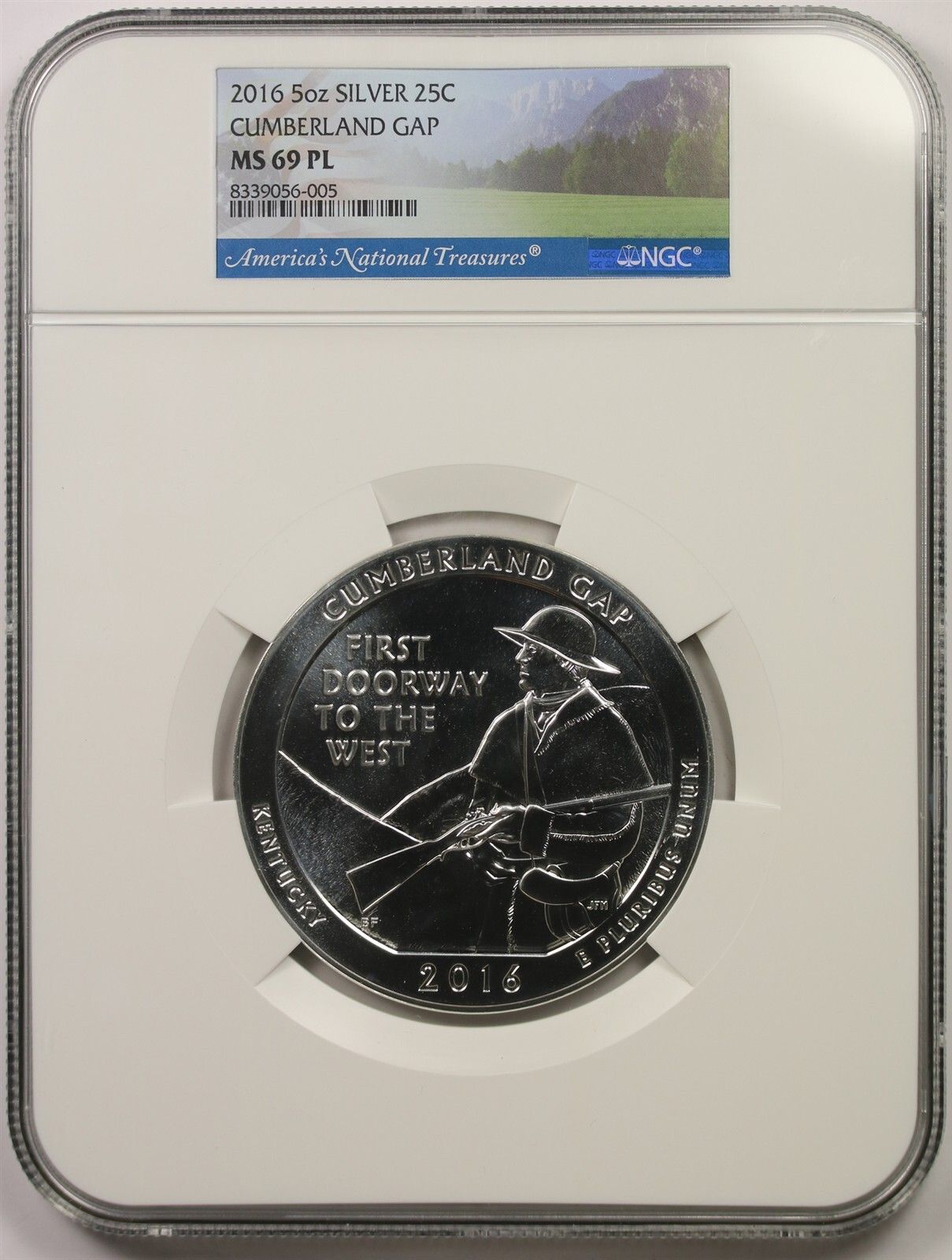 2016 5 oz Silver Cumberland Gap 25C NGC MS 69 PL America The Beautiful ATB