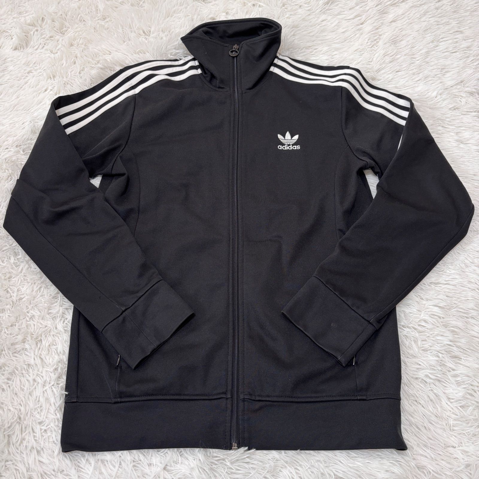 古着 adidas アディダス トラックジャケット スリーストライプス ブラック 261-1124