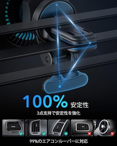 ESR 【冷却ファン内蔵】スマホホルダー 車 ワイヤレス充電 スマホ冷却 放熱技術 magsafe 車載ホルダー マグセーフ充電器 エアコンルーバー/ダッシュボード式車載充電器 CryoBoost冷却 高速充電 マグネット 強力磁気ロック 自 f5e4953a