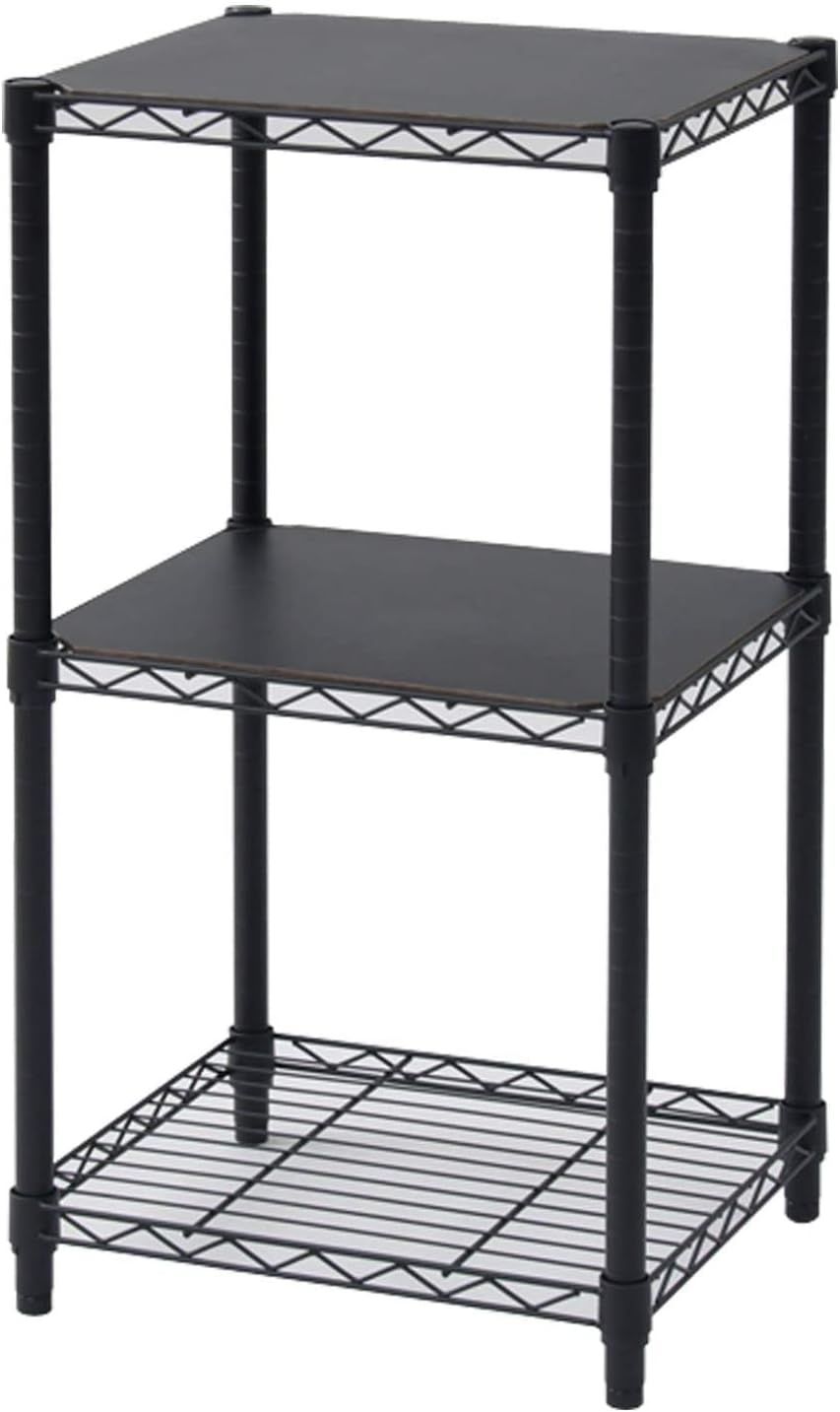 山善(YAMAZEN) ラック スチールラック本体 棚 3段 ロータイプ 収納棚 シェルフ ブラック 45×39×85cm 木製棚板2枚セット 耐荷重150kg ICM-83453J(BK) WB