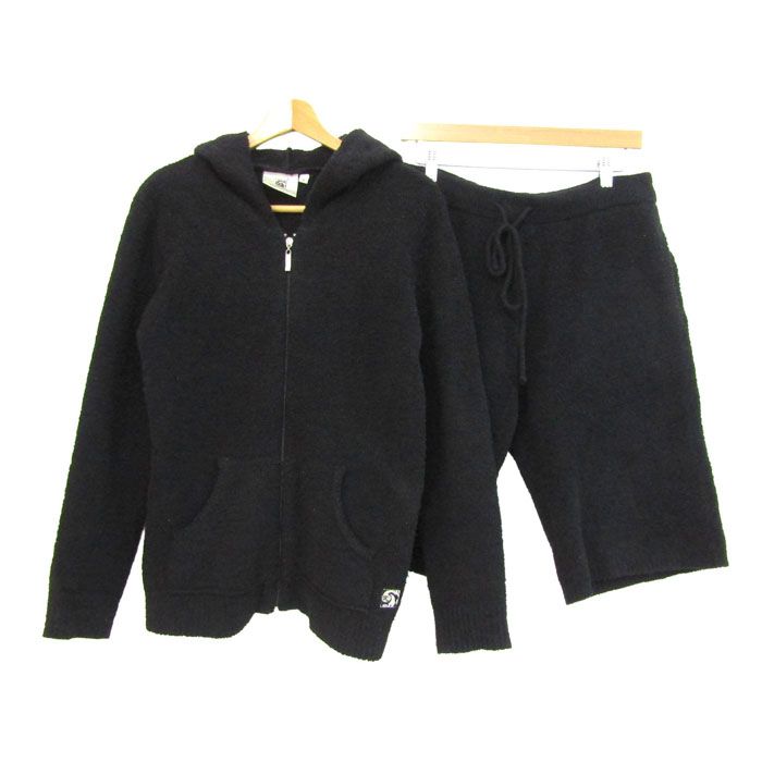 カシウエア セットアップ 上下セット フルジップパーカー ハーフパンツ レディース Sサイズ ブラック Kashwere 【中古】