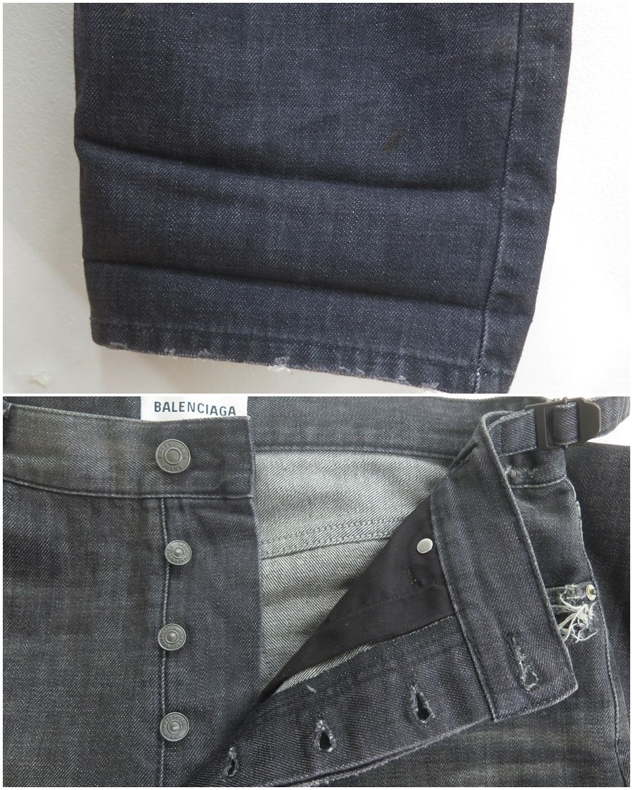 7081☆BALENCIAGA バレンシアガ 697834 22SS DESTOROY BLACK DENIM
