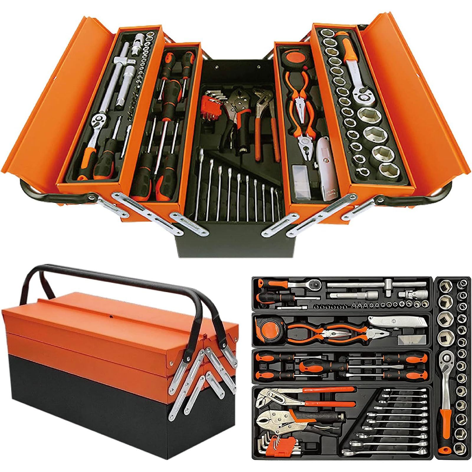 【新品】【85点セット】 ONE STEP 工具 ツールセット ガレージツール 鉄製ケース 整備工具セット ホームツールセット ソケットレンチセット ドライバーセット 59f41834