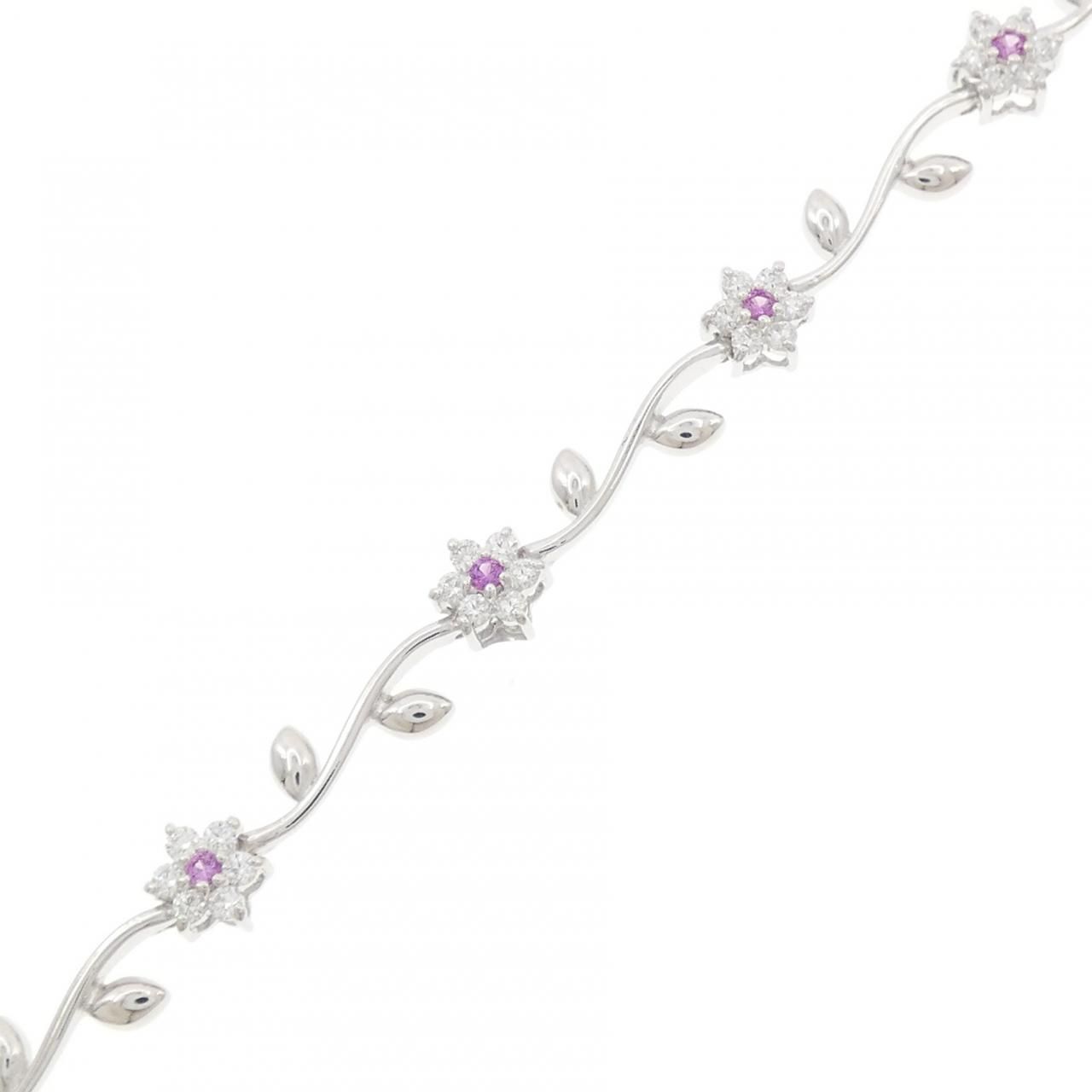 K18WG フラワー サファイヤ ブレスレット 0.16CT