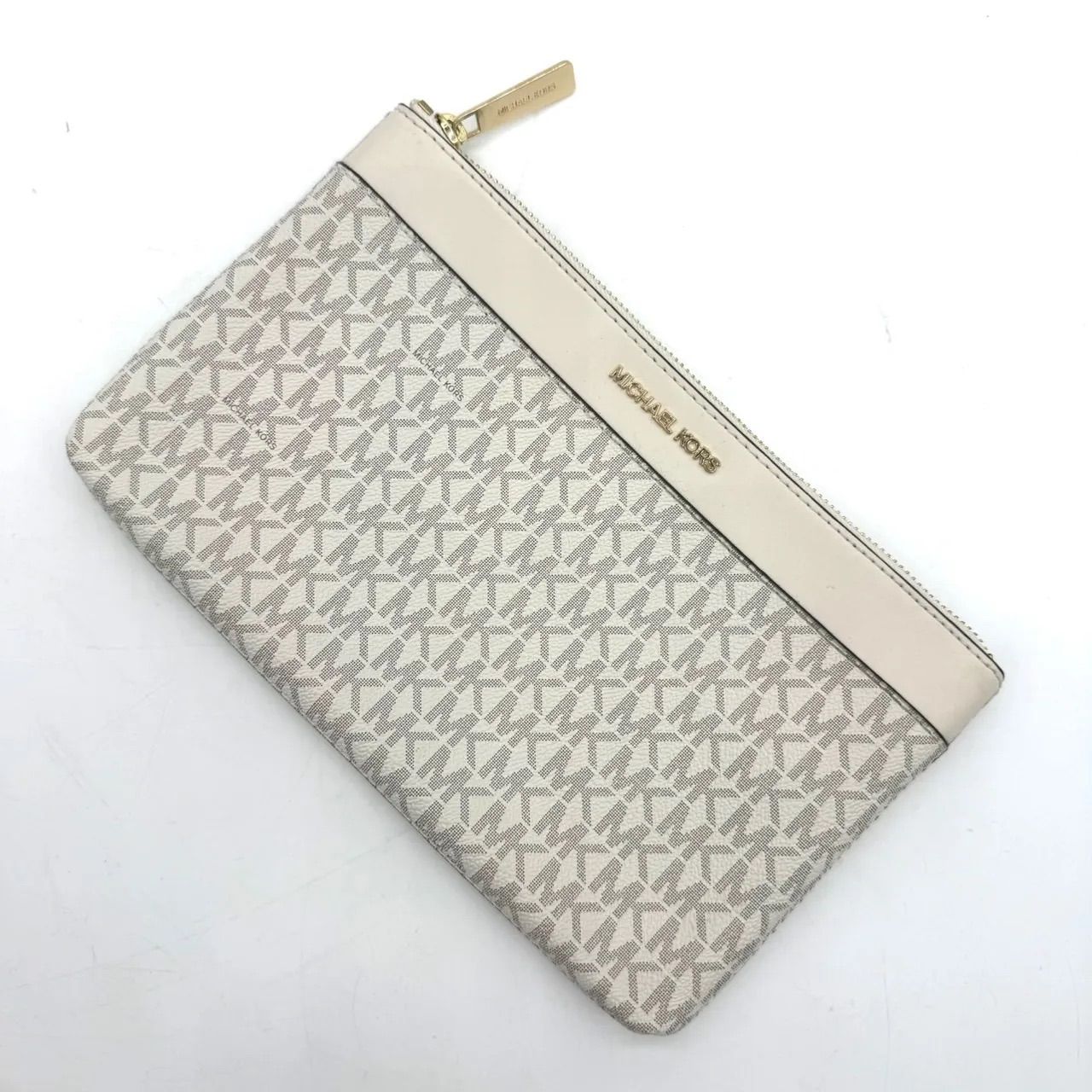 マイケルコース MICHAEL KORS クラッチバッグ ポーチ シグネチャー 白 良品