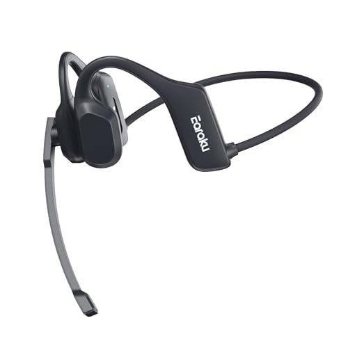 Earaku(イアラク) Bluetoothヘッドセット 通話用イヤホン マイク付き 両耳 耳掛け 空気伝導 骨伝導の革新 Bluetooth5.3 AAC対応 ミュート機能 ENCノイズキャンセリング 耳を塞がない 軽量32g 10時間連続 648fa376
