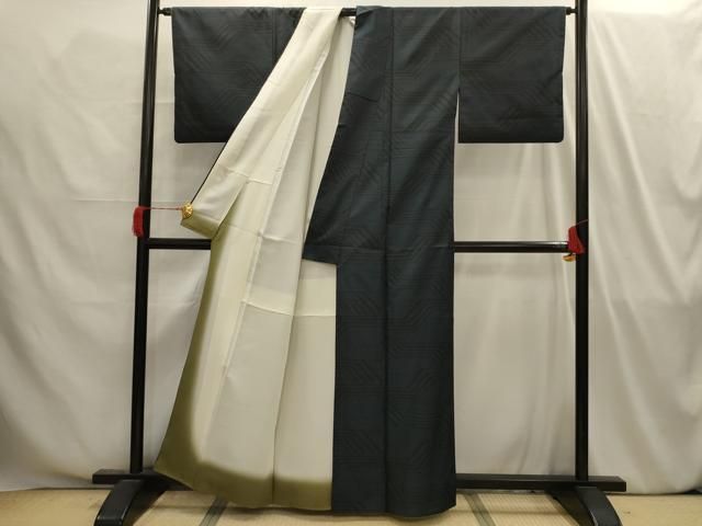 平和屋着物□本場大島紬 幾何学文様 えいこう絹織物 証紙付き 正絹