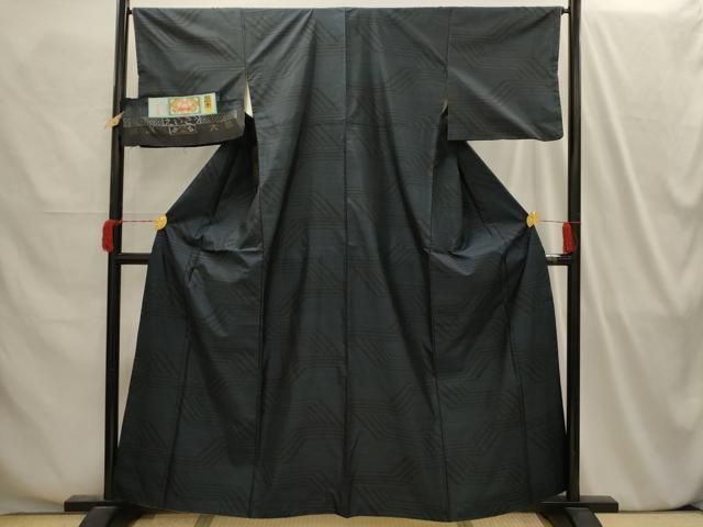 平和屋着物□本場大島紬 幾何学文様 えいこう絹織物 証紙付き 正絹