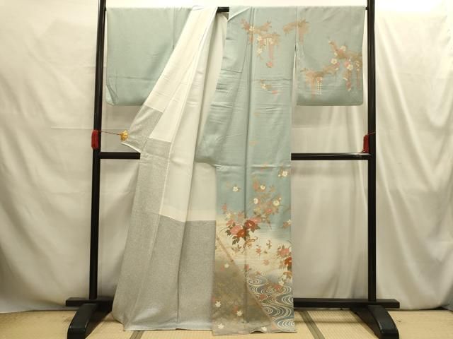 平和屋着物●訪問着　花筏文　暈し染め　金彩　ロング丈　正絹　逸品　AABF2921cs 平和屋着物□訪問着 花筏文 暈し染め 金彩 正絹 逸品 未