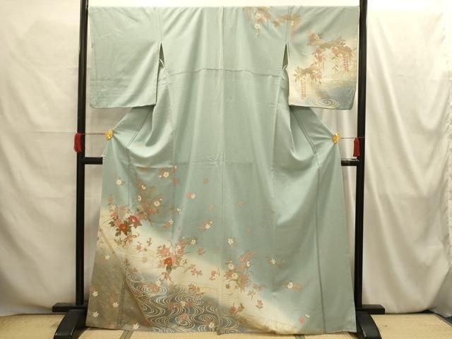 平和屋着物□訪問着 流水花車文 暈し染め 金彩 正絹 逸品 AABI4189sx