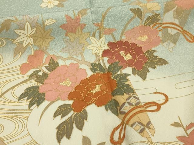 平和屋着物▽訪問着　単衣　草花文　暈し染め　金彩　正絹　逸品　AABE0209jh 平和屋ヤフーショッピング店 - 訪問着・付下げ｜Yahoo!ショッピング