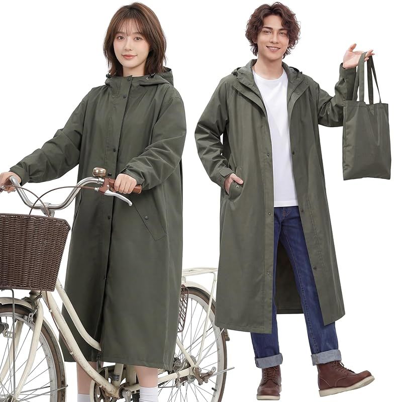 【新品】 [GOKEI] レインコート 自転車 リュック対応 カッパ 軽量 通気 400g 顔が濡れない 自転車用レインコート 二重バイザー付き ロング丈 三角マチ 反射テープ 前裾濡れ防止 レディース メンズ レインウェア 防水 撥水 男女兼用 雨具 二 1