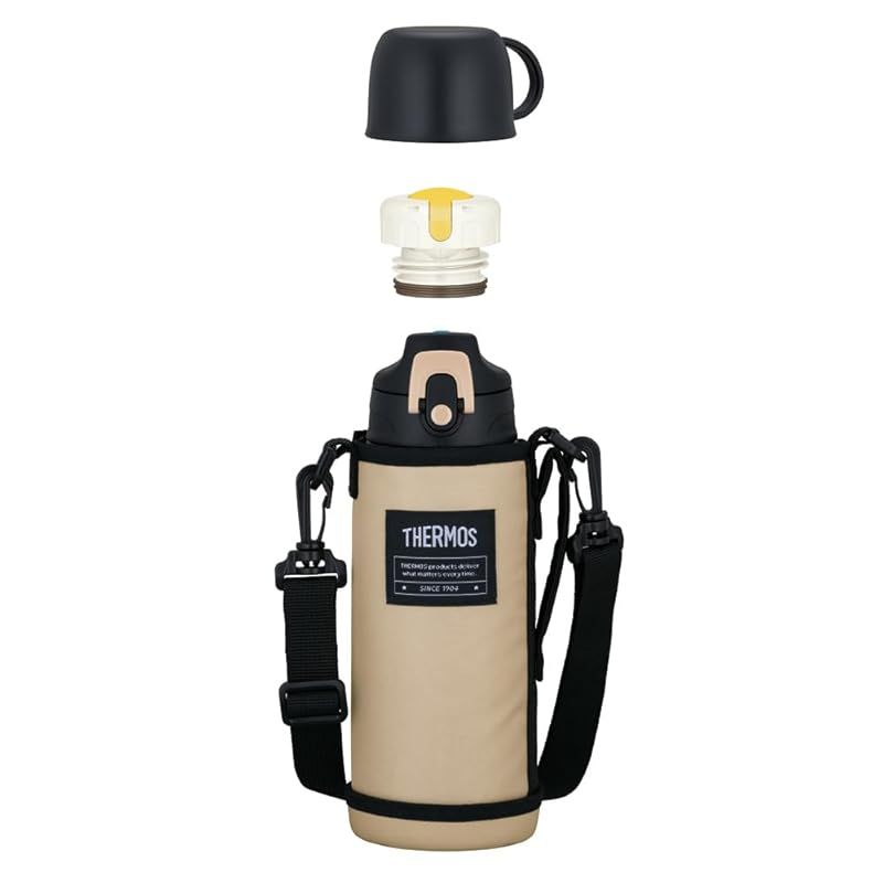 【新品】 サーモス 水筒 真空断熱2ウェイボトル 0.8L/0.83L ベージュブラック 直飲み コップ付き 子供用 通園通学 FJJ-802WF BEBK