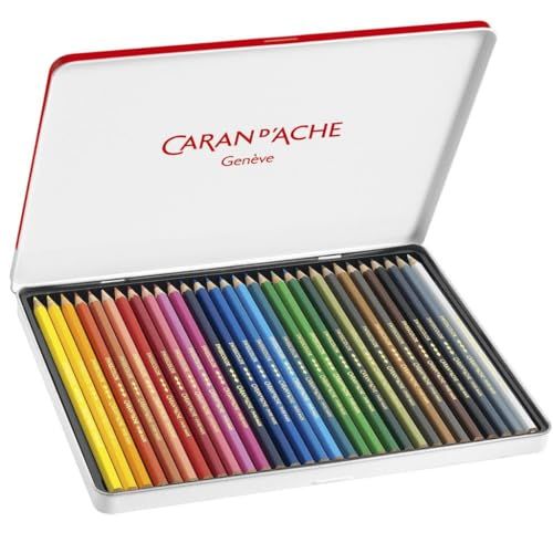 CARAN D'ACHE カランダッシュ 色鉛筆 油性 スイスカラー 1284-730 30色 メタル缶 正規輸入品/