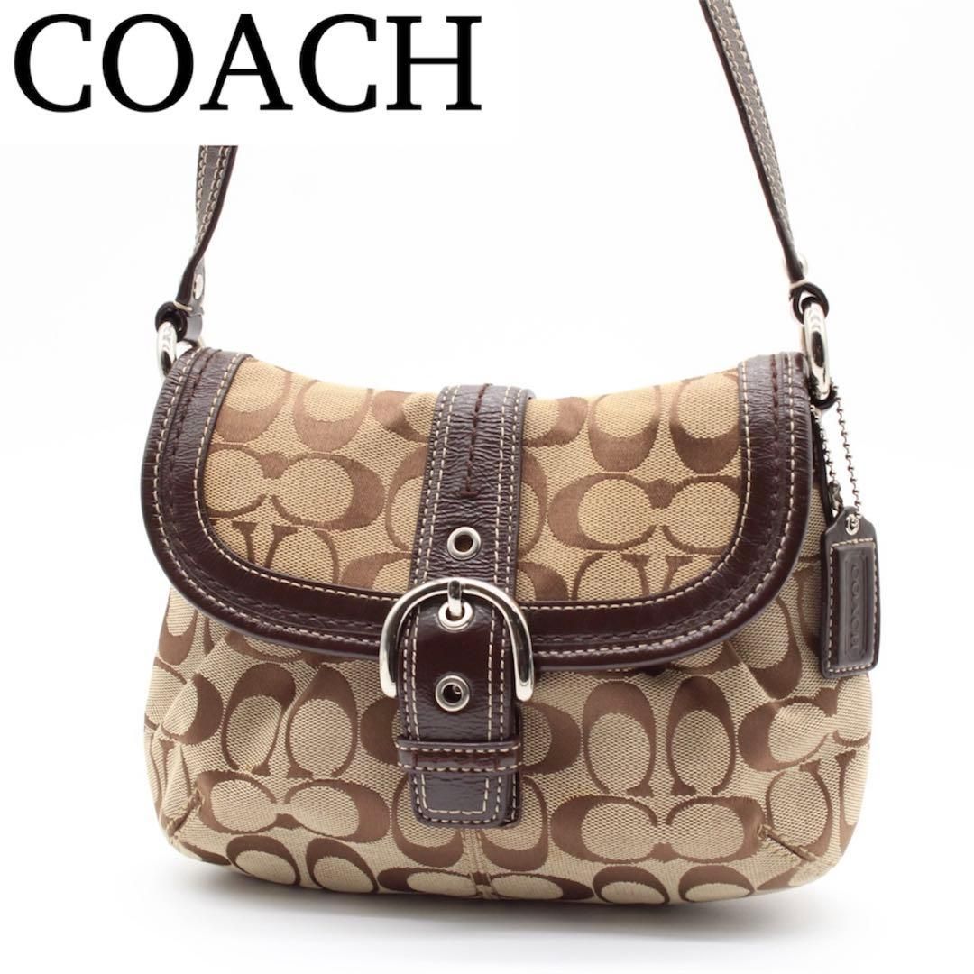 【美品】COACH シグネチャー ショルダーバッグ フラップバッグ y2k 茶色