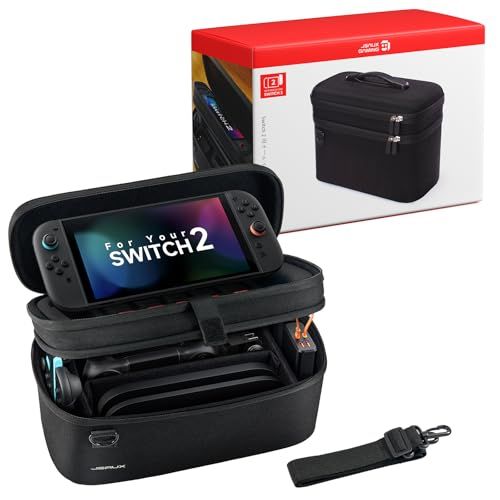 JSAUX Switch 2 ケース 大容量収納｜オールインボックス Switch 2本体・ドック・Joy Con・Proコン対応｜ゲームカード10枚収納・耐衝撃ハードシェル｜防塵・防水キャリングバッグ（ブラック）★ 93255865
