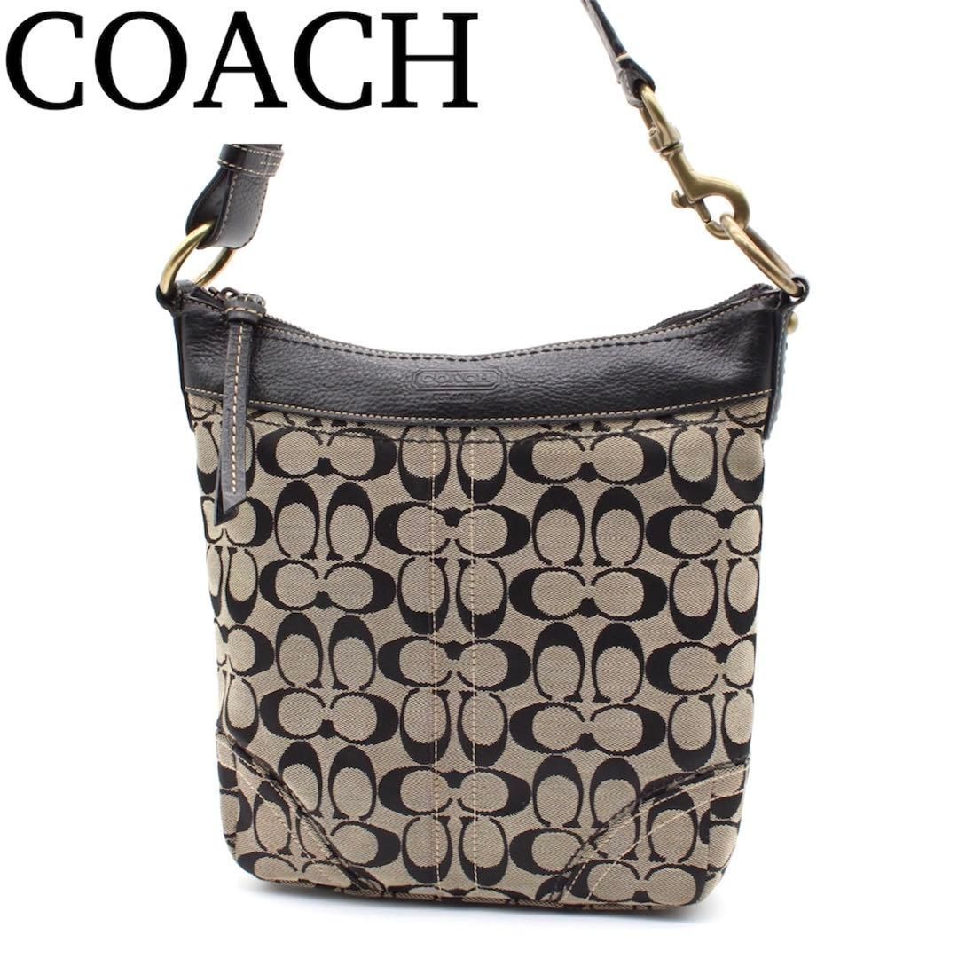 美品】COACH シグネチャー サコッシュ ショルダーバッグ キャンバス 黒 