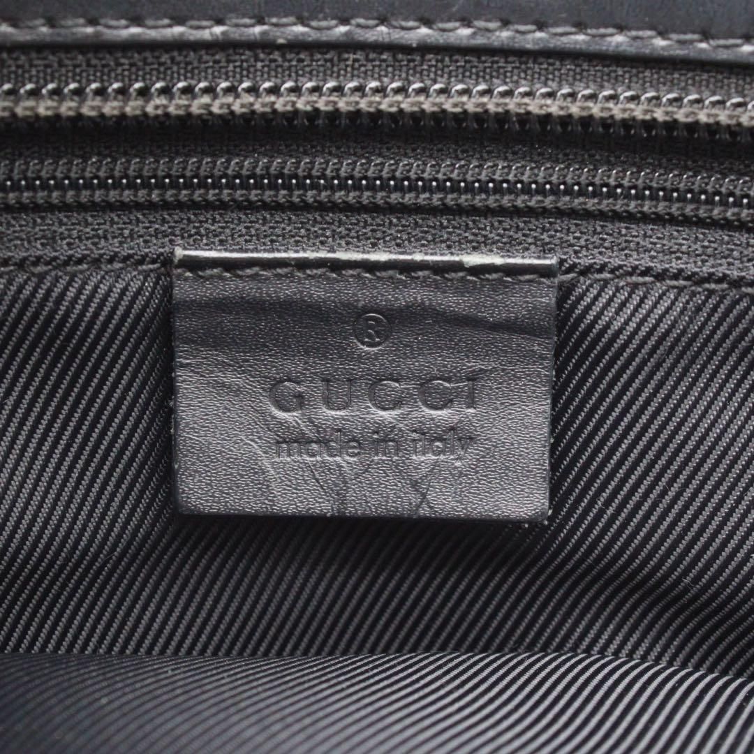 良品】GUCCI GG柄 キャンバス トートバッグ 肩掛け レザー ブラック
