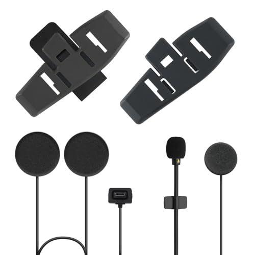 S1インカム用アクセサリーセット - メタルクリップ、3M接着シート、スピーカー、2種類のマイク、ベルクロ、防風カバー付きwb f72cc09a