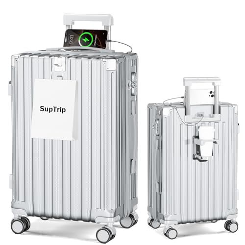 [SupTrip] スーツケース 機内持ち込み 多機能 キャリーケース 大型 超軽量 キャリーバッグ 耐衝撃 USBポート付き カップホルダー付き 充電機能 荷物フック 隠しフック機能 静音 ダブルキャスター 360度回転 修学 泊まる 旅行 f25b0a1f