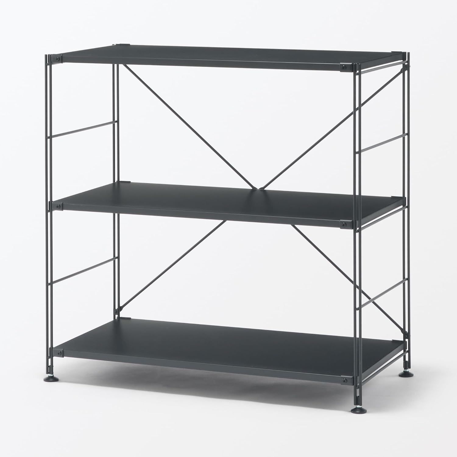 無印良品 スチールユニットシェルフ ワイド小 ダークグレー 幅86cm 奥行41cm 高さ83cm 収納棚 整理棚 組み立て式