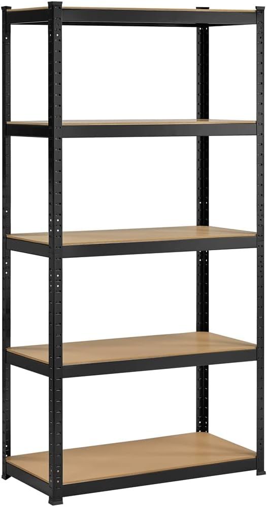 Yaheetech メタルラック 5段 幅90cm 高さ調節可 スチールラック 収納棚 防サビ加工 組立簡単 キッチン 物置 倉庫 ガレージ 90×45×180cm 総耐荷重875kg