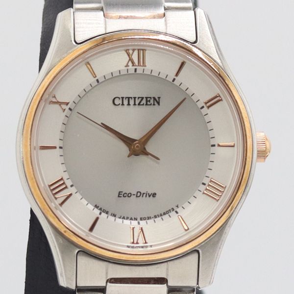 美品 稼働 シチズン コレクション E031-S110955 ソーラー シルバー文字盤 レディース腕時計 2000000 NSK NAM ABC22741