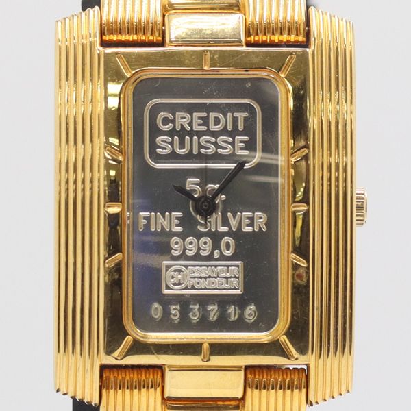 良品 稼働 クレジット スイス インゴットウォッチ 5G QZ シルバー文字盤 メンズ腕時計 2000000 NSK NAM ABC22720