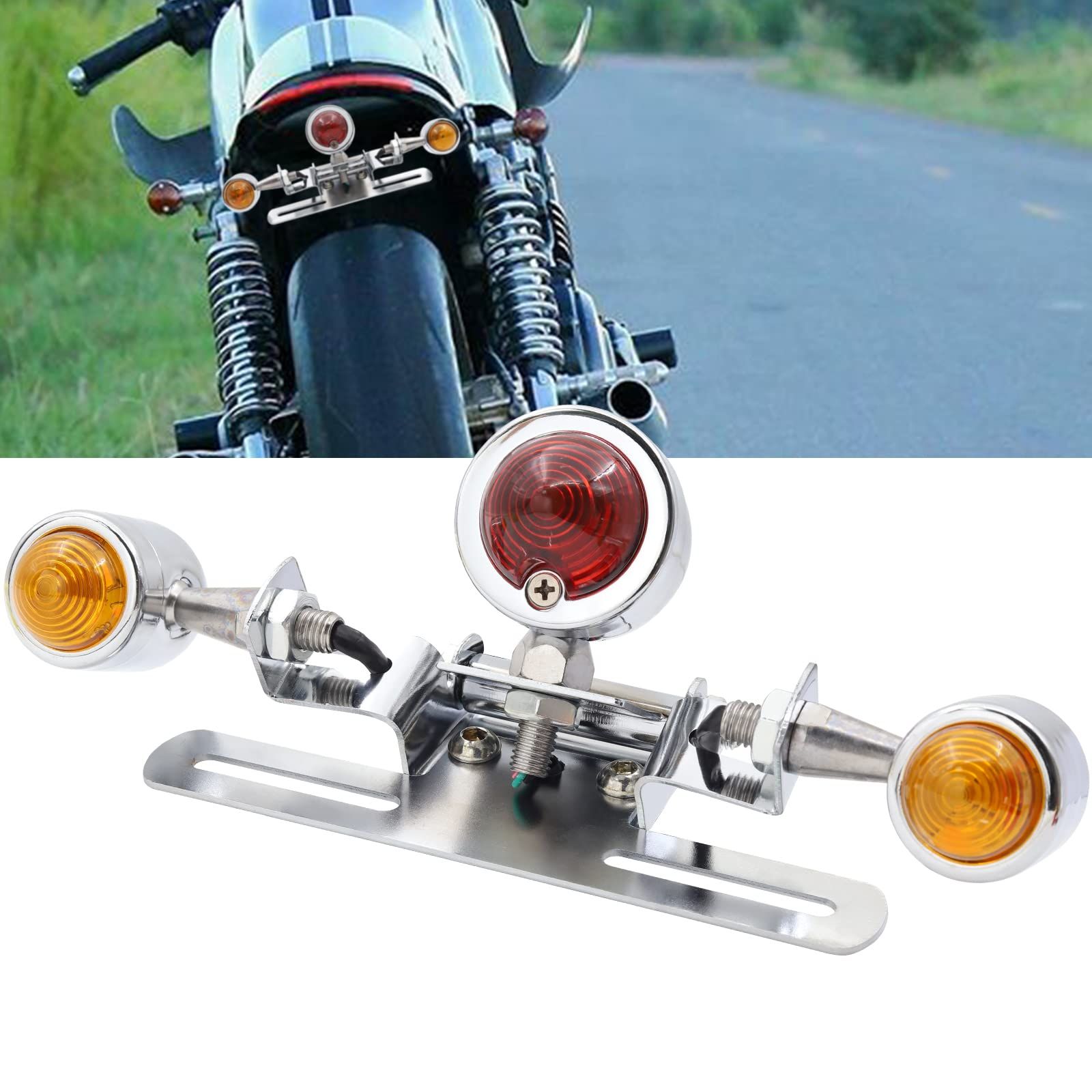 Ygmylandbb バイク テールランプ ブレーキランプ ウインカーランプ 一体 LED DC12V 汎用 テールランプ 砲弾型 防水 丸型 ナンバー灯 高輝度 銀 1個入り