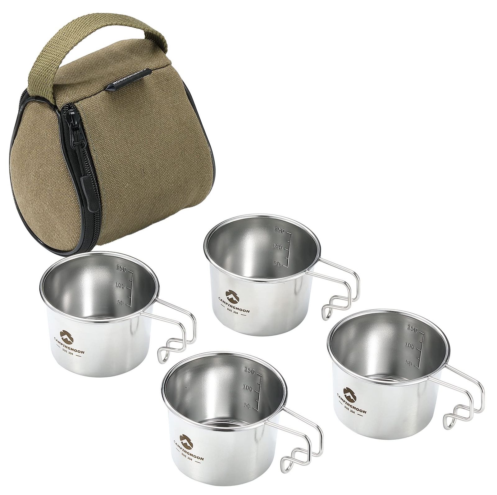 キャンピングムーン(CAMPING MOON) キャンプ コーヒーソロマグ S マグカップ 160ml 4点セット 帆布ケース付き SOLO MUG S-180-4P+B(沖縄・離島の方発送不可）) 4ee78823