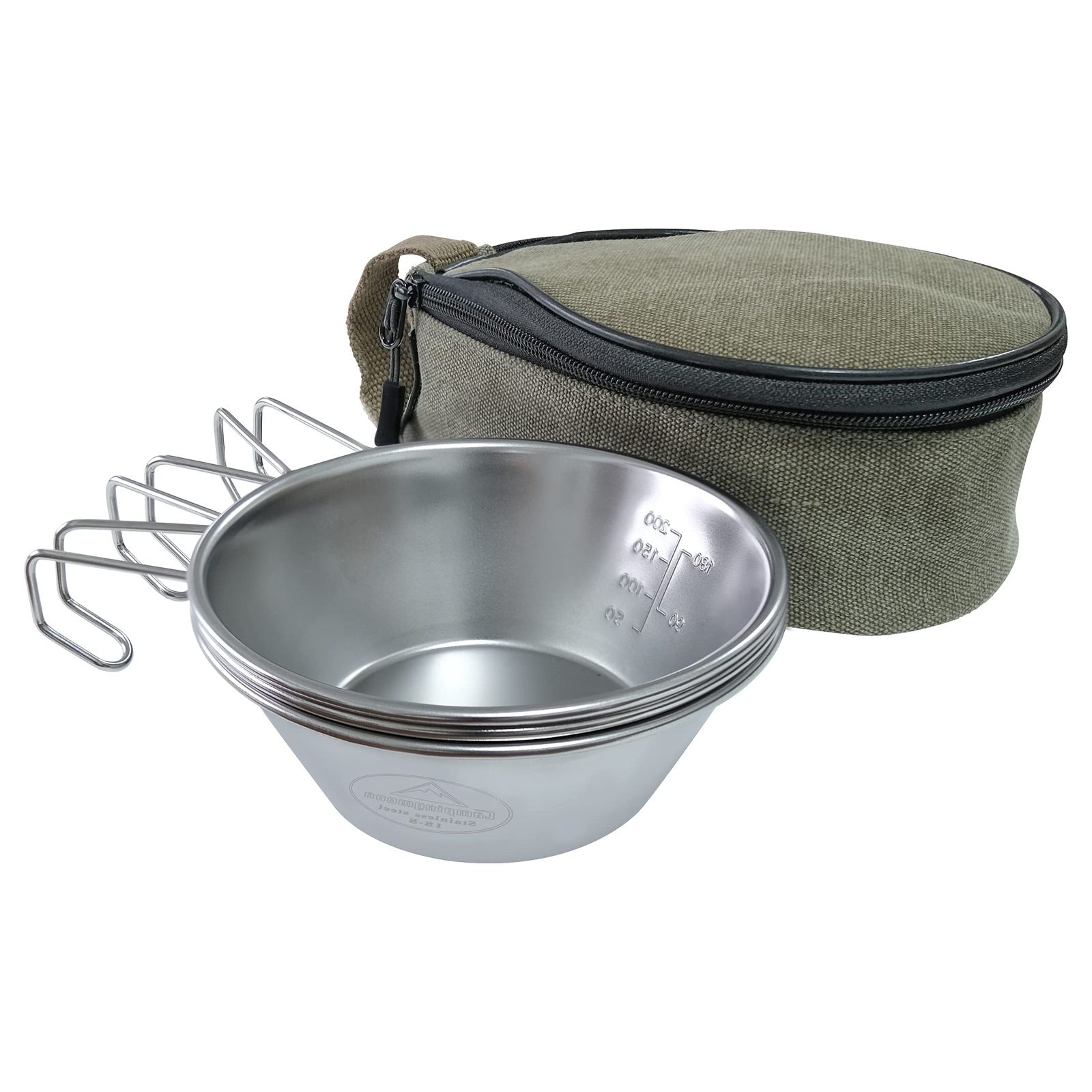 キャンピングムーン(CAMPING MOON) キャンプ用 コップ ステンレス シェラカップ 310ml 3点セット 収納ケース付 S220-3P+B(沖縄・離島の方発送不可）) b28abeb6