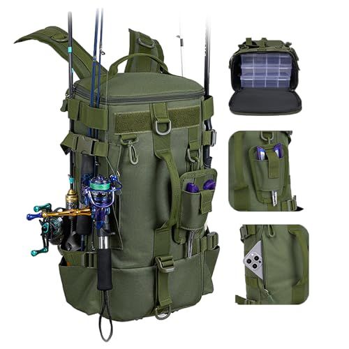 【新品】[Ｒｏｒｔｙｎｏ] 釣りリュック メンズ 大容量 フィッシング 登山 リュックサック 多機能 バックパック 防水 アウトドア リュック タックルバッグ 5way キャンプ 旅行 防災 サバイバル 15.6インチ ルアー Dリング オリーブ