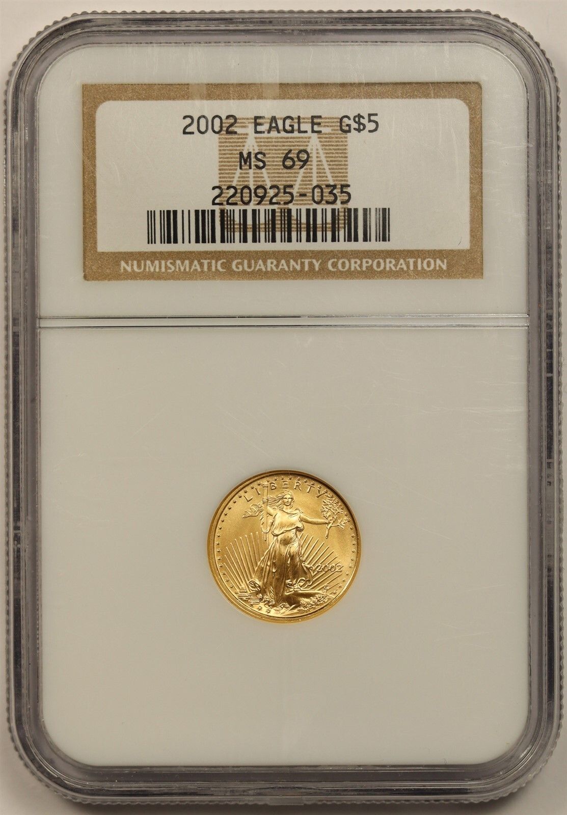 2002 Gold Eagle $5 NGC MS 69 (Tenth-Ounce) 1/10 oz Gold