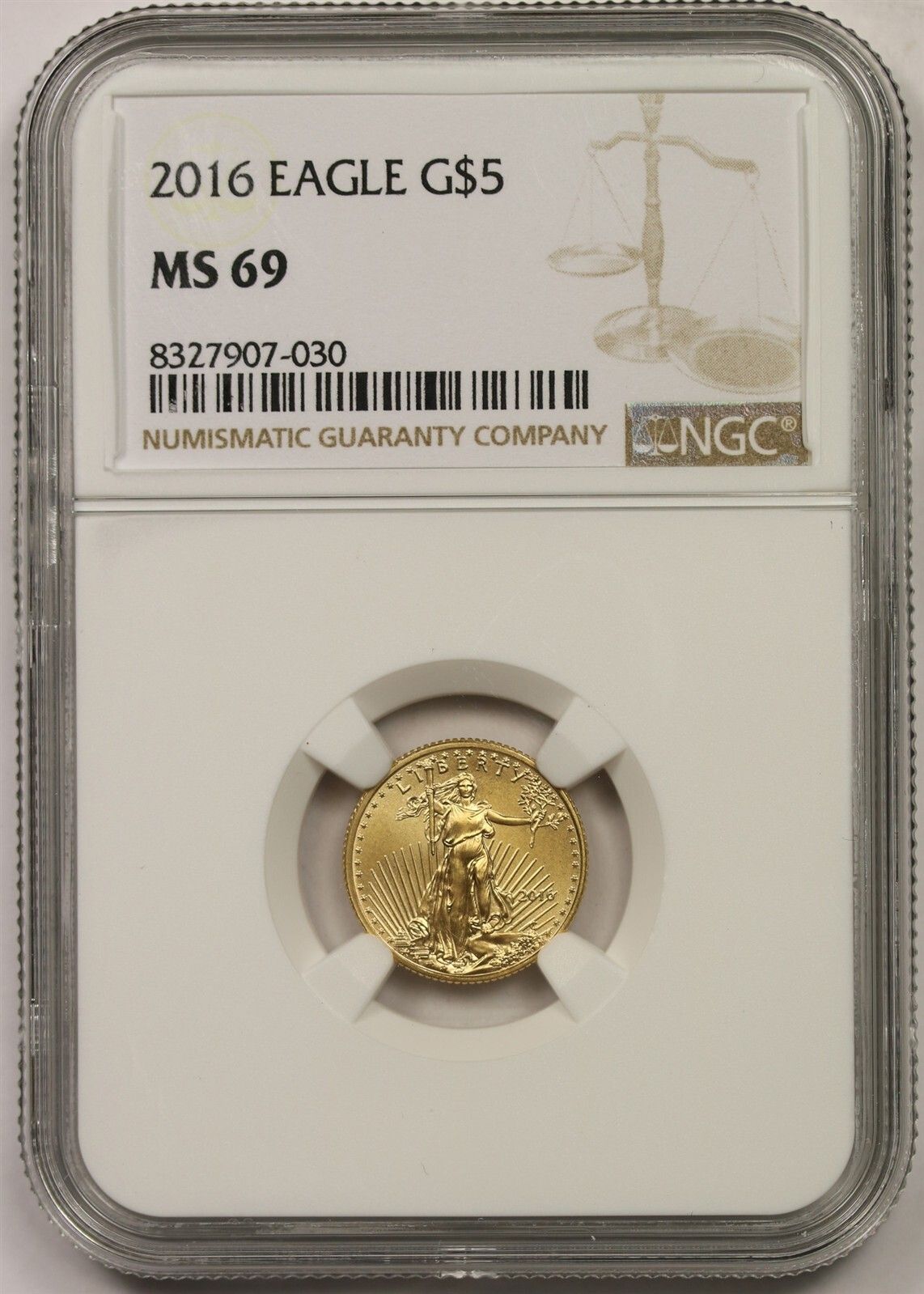2016 Gold Eagle $5 NGC MS 69 (Tenth-Ounce) 1/10 oz Gold