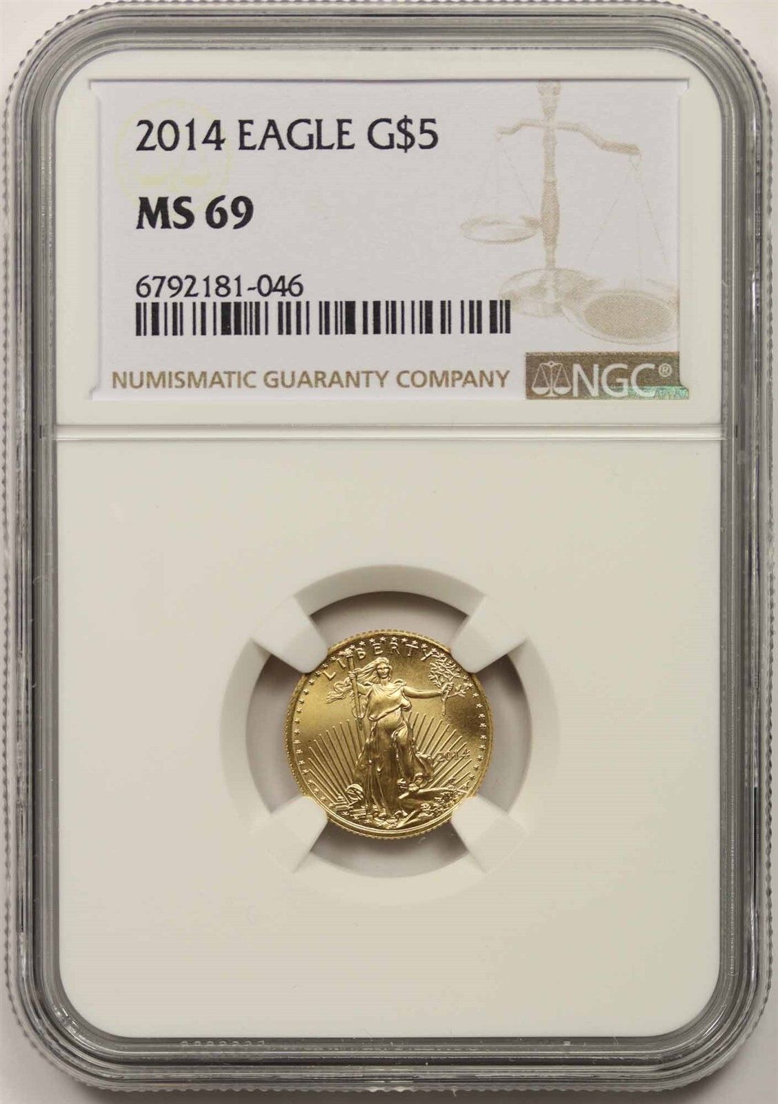 2014 Gold Eagle $5 NGC MS 69 (Tenth-Ounce) 1/10 oz Gold
