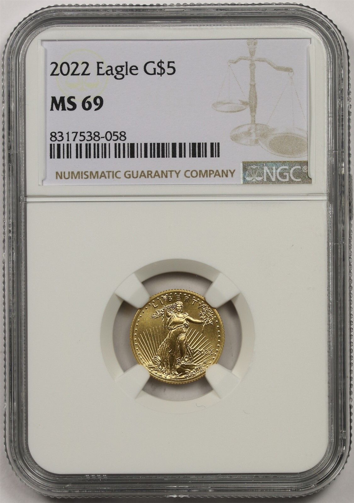 2022 Gold Eagle $5 NGC MS 69 (Tenth-Ounce) 1/10 oz Gold