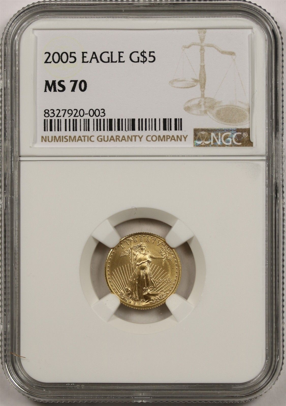 2005 Gold Eagle $5 NGC MS 70 (Tenth-Ounce) 1/10 oz Gold