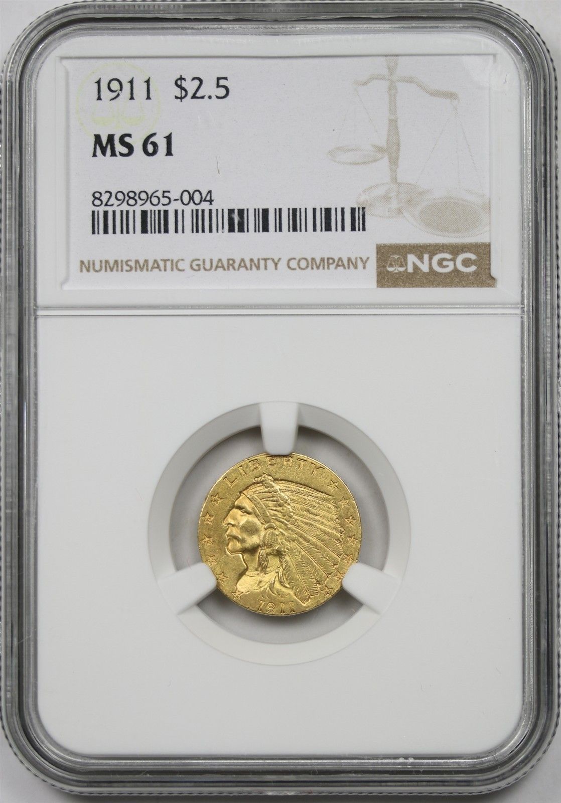 1911 $2.5 NGC MS 61 Indian Head Gold Quarter Eagle 134,487円